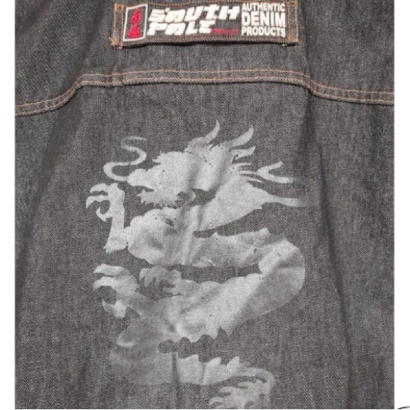 NWOT Southpole Japanese Dragon Vintage Jean Denim Jckt Y2K Hip Hop Grunge Sz XXL - Picture 12 of 13